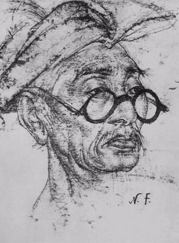 素描 | 俄裔美籍叼着大雪茄的艺术家尼古拉·费钦作品